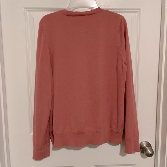 Time and Tru Crewneck Long-Sleeved Cardigan. Salmon, Size L (12-14). - Picture 3 of 4